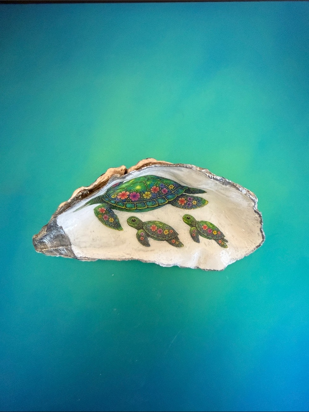 Turtle Tide and babes Oyster Shell Trinket Fish
